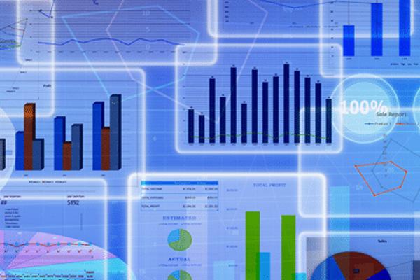 Graphic depiction of charts on screen.