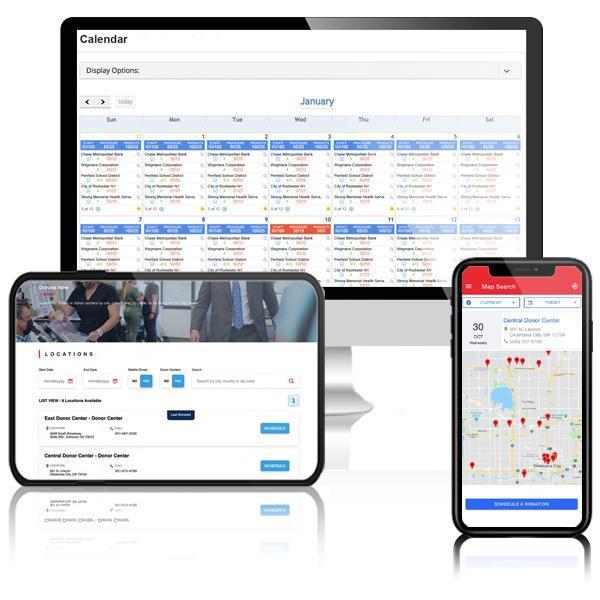 Multiple displays depicting Hema software