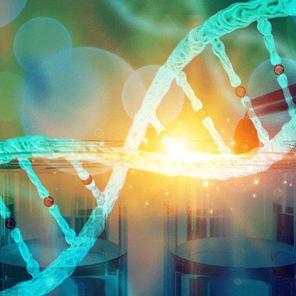 Graphic photo of DNA strand.