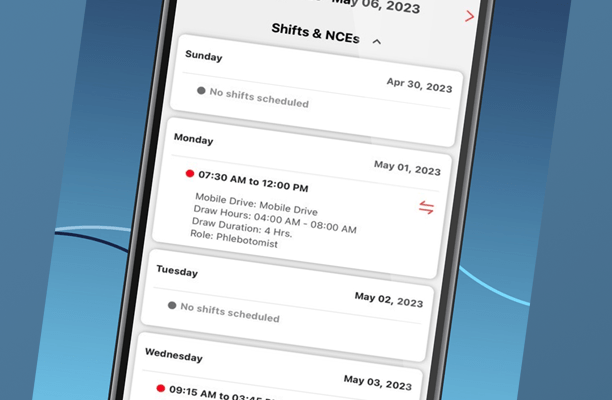 HemaCollect Staff App - view and manage staff schedules on your smartphone